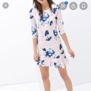 Zara Pink Blue Floral Dress